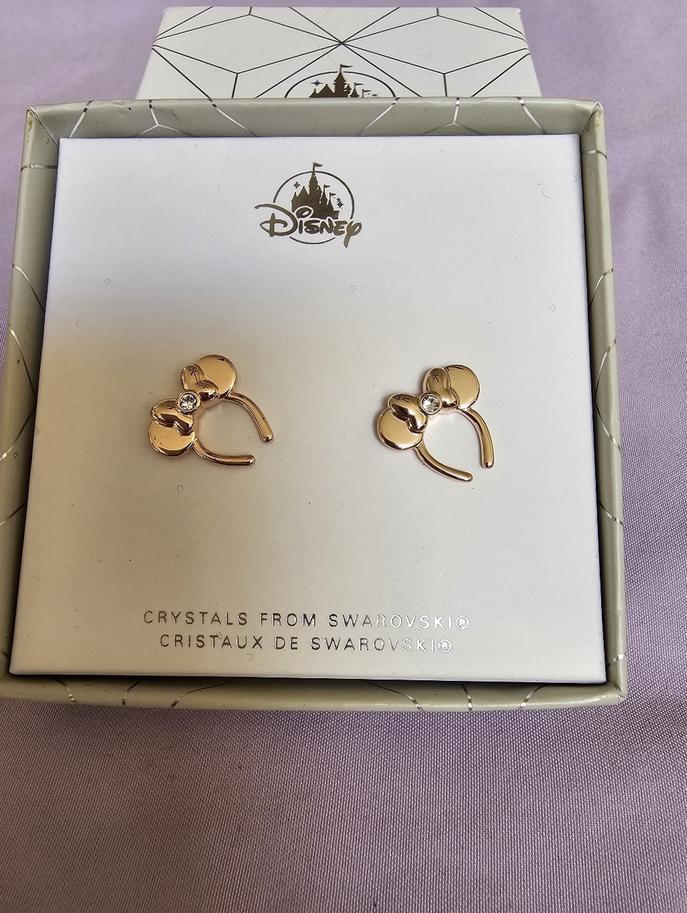 Disney Rose Gold Minnie Mouse Crystal Stud Earrings
